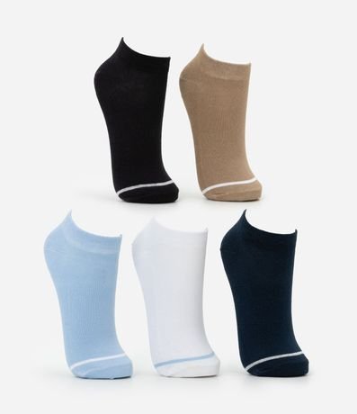 Kit 05 Medias Caña Corta Deportivas en Algodón con Raya en los Dedos 2