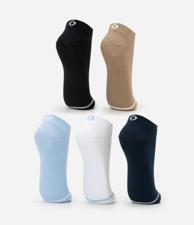 Kit 05 Medias Caña Corta Deportivas en Algodón con Raya en los Dedos 3