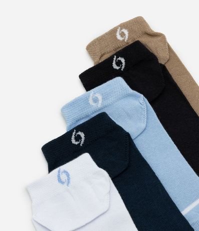 Kit 05 Medias Caña Corta Deportivas en Algodón con Raya en los Dedos 4