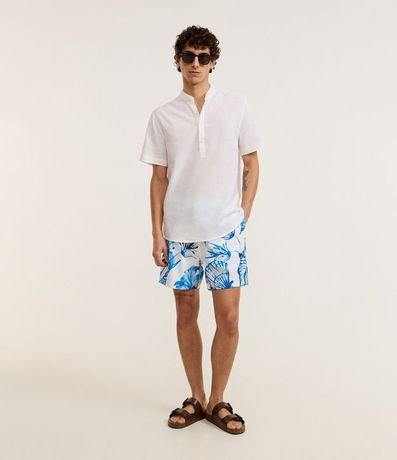 Bermuda de Baño en Microfibra con Estampa Caracolas Acuarela