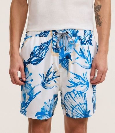 Bermuda de Baño en Microfibra con Estampa Caracolas Acuarela 2