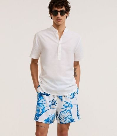 Bermuda de Baño en Microfibra con Estampa Caracolas Acuarela 4