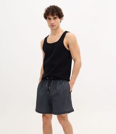 Bermuda Playera en Microfibra con Estampa  Geométrica 4