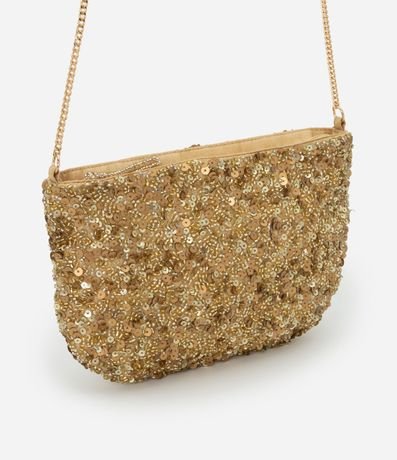 Cartera Transversal Pequeña en Lentejuelas y Adornos y Asa de Cadena