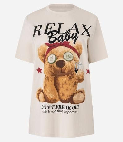 Remera T-shirt en Algodón con Estampa de Oso Relax Baby