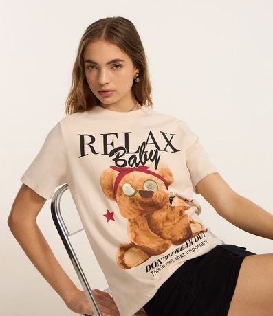 Remera T-shirt en Algodón con Estampa de Oso Relax Baby 1