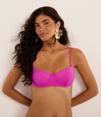 Bikini Top Media Taza en Microfibra con Adornos en los Breteles 1