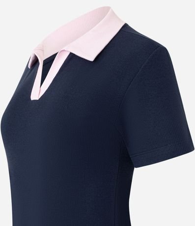 Blusa Acanalada en Rib con Cuello Polo Contrastante 7