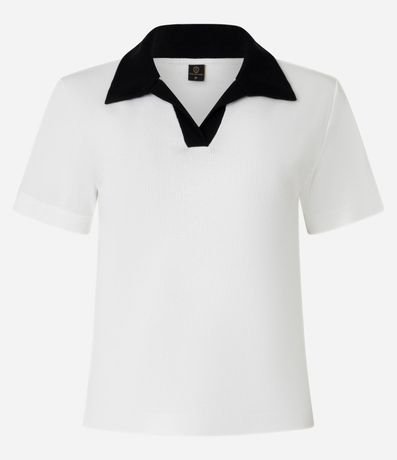 Blusa Acanalada en Rib con Cuello Polo Contrastante 5