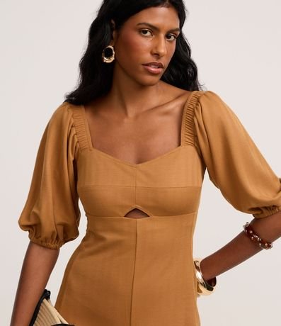 Mono Pantalona en Viscosa con Escote Corazón con Manga Abullonada 3