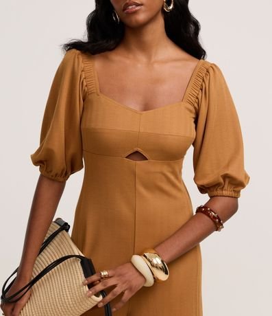 Mono Pantalona en Viscosa con Escote Corazón con Manga Abullonada 4