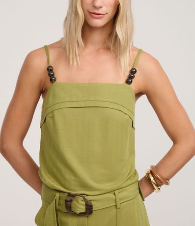 Blusa en Piquet con Bretel Fino con Adornos de Esferas 4