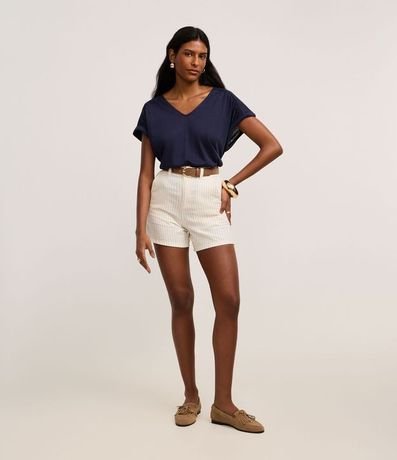 Blusa en Flamê con Entremeio en la Manga Dobrada 2