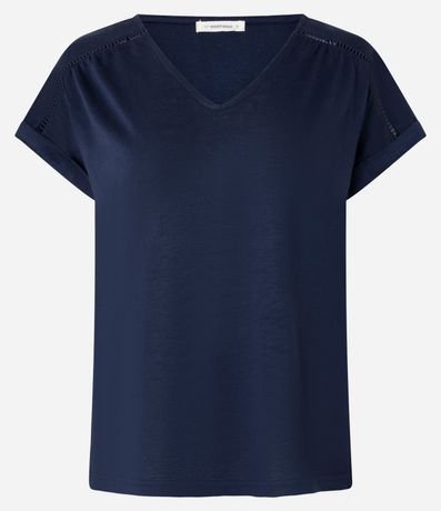 Blusa en Flamê con Entremeio en la Manga Dobrada 4