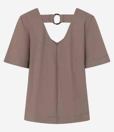 Blusa en Orly con Escote V y Cinta con Aro en la Espalda 2