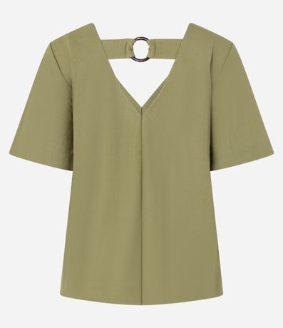 Blusa en Orly con Escote V y Cinta con Aro en la Espalda 2