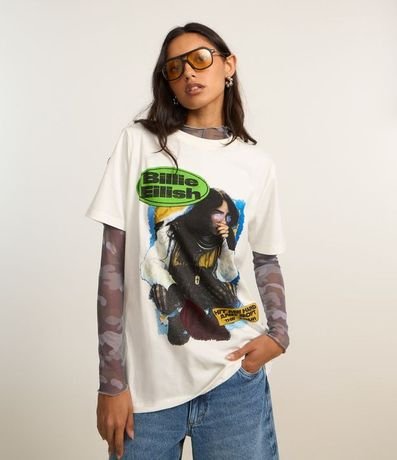 Remera Alargada en Algodón con Estampa Billie Eilish