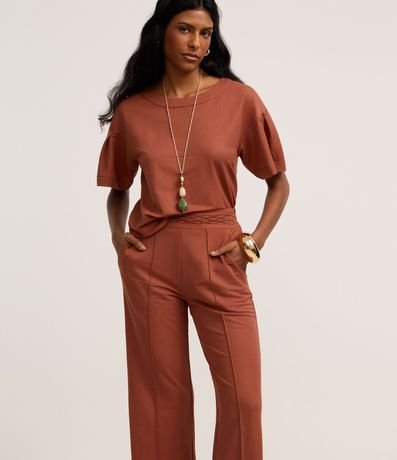 Pantalón Recto en Orly con Elástico y Cintura Trabajada 3