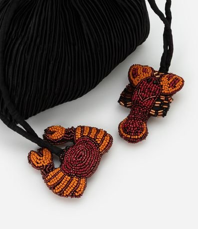 Bolsillo Bucket Pequena Satinada con Bordados de Trancadero y Cangrejo con Adornos 5