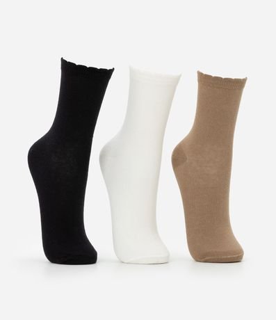 Kit 03 Medias Cano Mediano en Algodón con Puño Ondulado 3