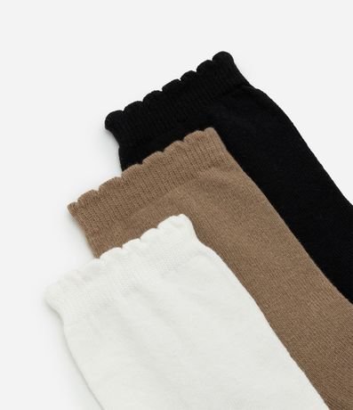 Kit 03 Medias Cano Mediano en Algodón con Puño Ondulado 4