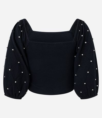 Blusa en Punto con Brillo y Textura en la Manga Bufante 6