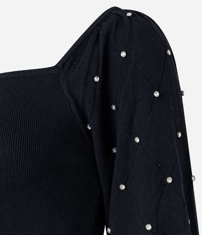 Blusa en Punto con Brillo y Textura en la Manga Bufante 8