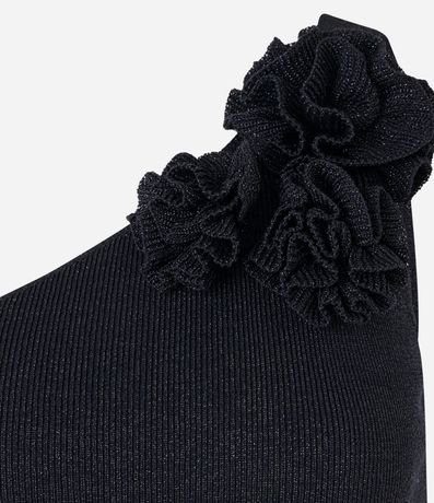 Blusa Hombro Único en Punto con Flor en el Hombro 6