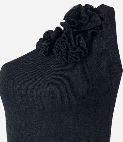 Blusa Hombro Único en Punto con Flor en el Hombro 7