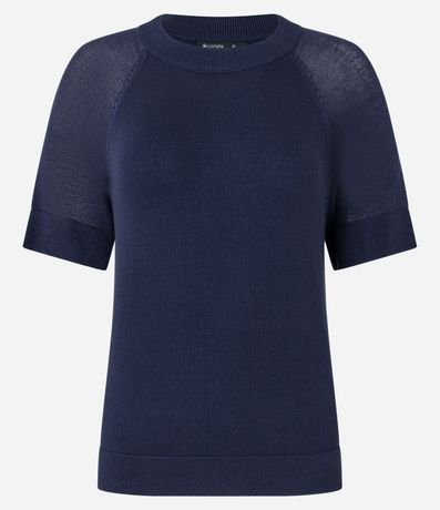 Blusa en Punto con Sisa Raglán y Manga Transparente 5