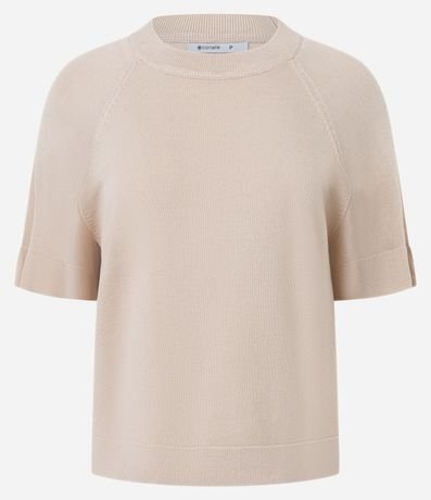 Blusa en Punto con Sisa Raglán y Manga Transparente 5