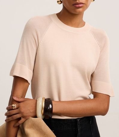 Blusa en Punto con Sisa Raglán y Manga Transparente 3