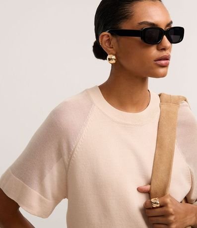 Blusa en Punto con Sisa Raglán y Manga Transparente 4