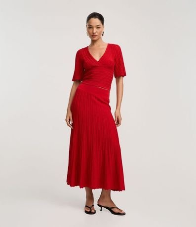 Blusa Texturizada en Punto con Escote V e Hilo Metalizado 2