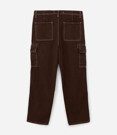 Pantalón Baggy en Sarga con Pespuntes Contrastantes 2