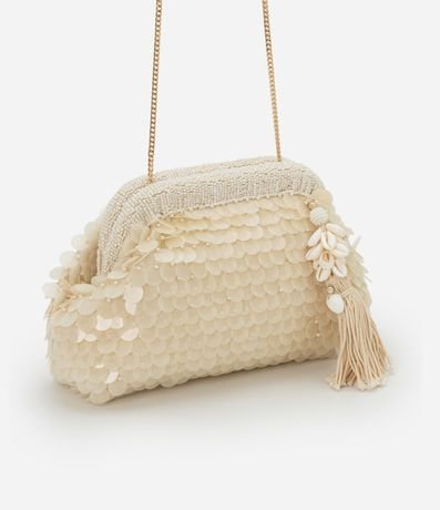 Bolsillo Clutch en Lentejuelas con Caracolas en la Borla y Correa de Cadena 2
