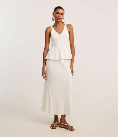 Pollera Evasê Midi en Punto con Cintura Elástica