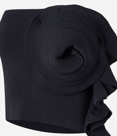 Blusa Cropped sin Bretel en Punto con Volado Floral 2