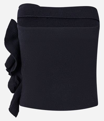 Blusa Cropped sin Bretel en Punto con Volado Floral 3