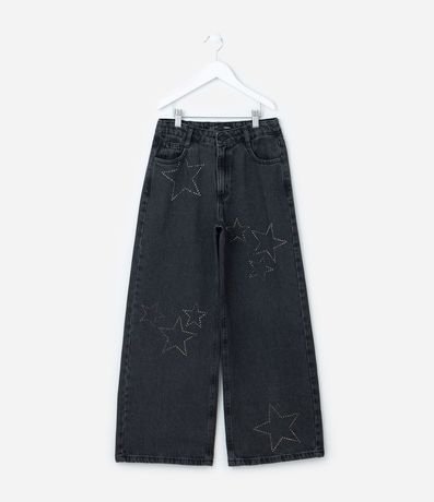 Pantalón Wide Leg Infantil Jeans con Brillos - Talle 5 a 14  Anos 1