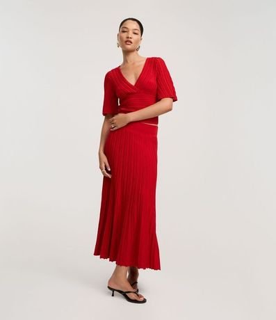 Pollera Evasê Long Midi en Punto con Frisos