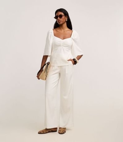 Blusa en Viscolino con Escote Corazón y Lastex 2