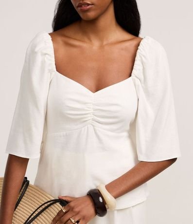 Blusa en Viscolino con Escote Corazón y Lastex 4