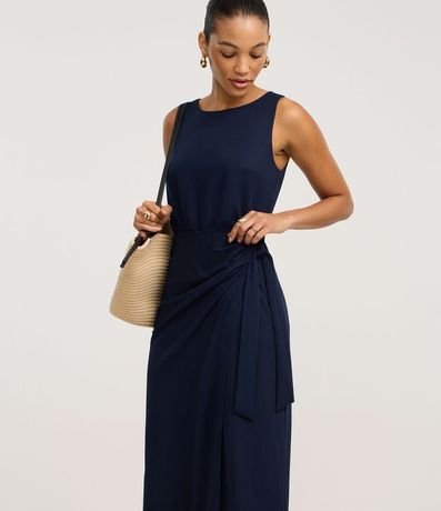 Vestido Evasê Largo en Piquet con Amarre 2