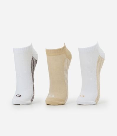 Kit 03 Medias Caña Corta Deportivas en Algodón con Rayas en la Suela 1