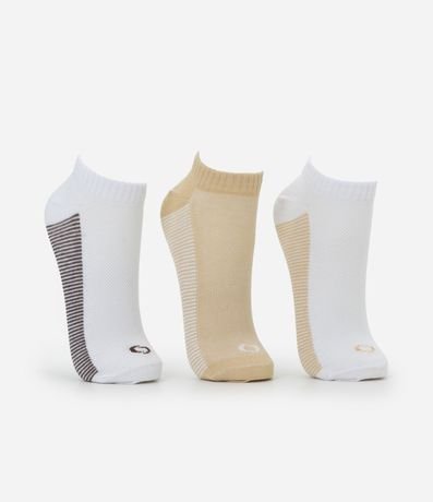 Kit 03 Medias Caña Corta Deportivas en Algodón con Rayas en la Suela 2