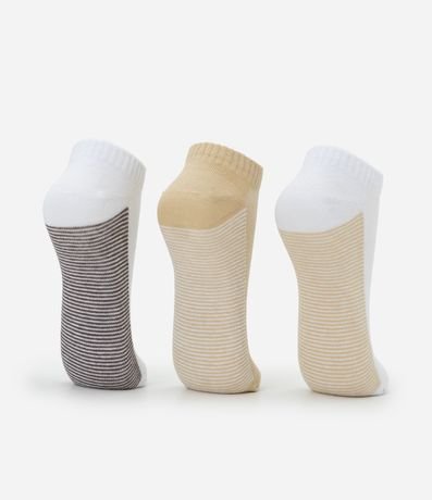 Kit 03 Medias Caña Corta Deportivas en Algodón con Rayas en la Suela 3
