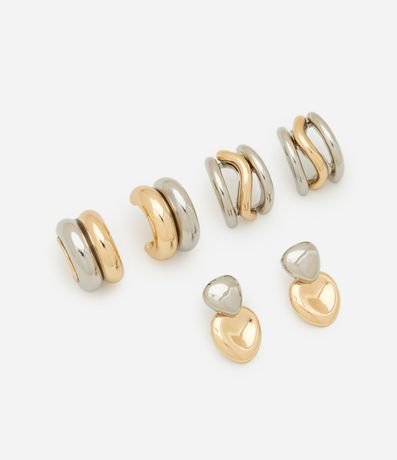 Kit 03 Caravanas Argollas en Metal con Formatos Diversos