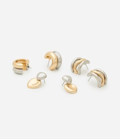 Kit 03 Caravanas Argollas en Metal con Formatos Diversos 2