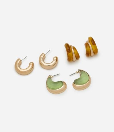 Kit 03 Caravanas Aro en Resina Diversos